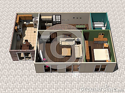 3D House Plan Stock Photo - Image: 4279670