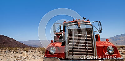 Abandoned big old truck on desert