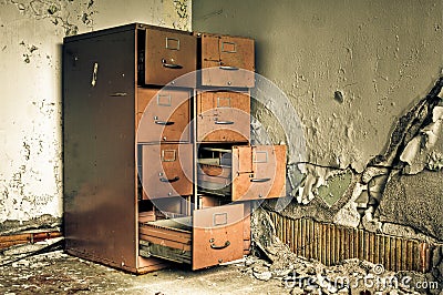 Abandoned Building Grunge File Cabinet