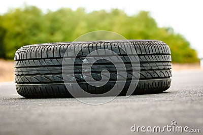 Abandoned car tyre