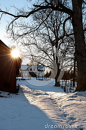 Abandoned farm in Sweden in winter