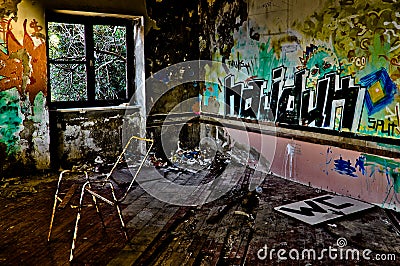 Abandoned and Ruined Hotel Room