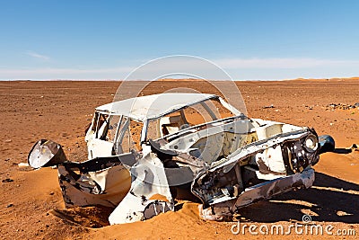 Abandoned Wrecked Car in Desert