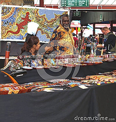 Aboriginals sell native arts, Melbourne,Australia