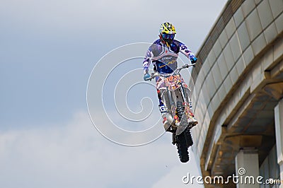 Above the roof of a motorcycle