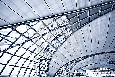 Abstract blue ceiling interior background