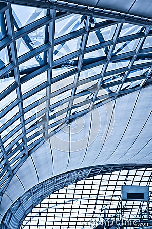 Abstract blue ceiling interior background