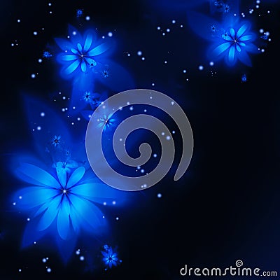 Abstract blue fractal flowers