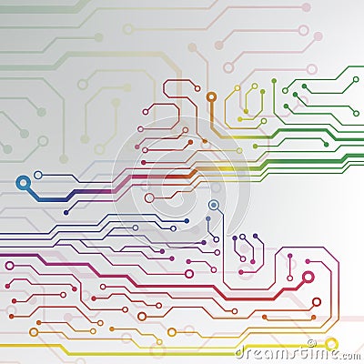 Abstract colorful circuit board background. circuit lined pattern illustration