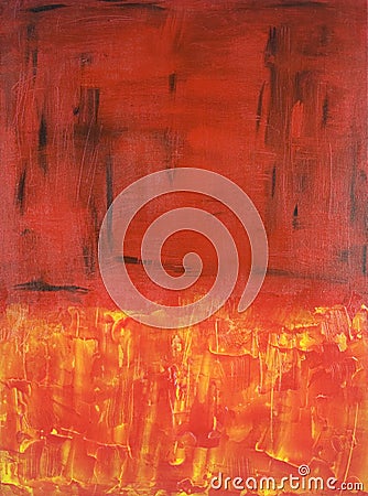 Abstract Expressionist painting in Red