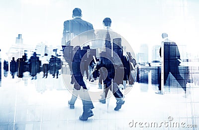 Abstract Image of Business People Walking on the Street