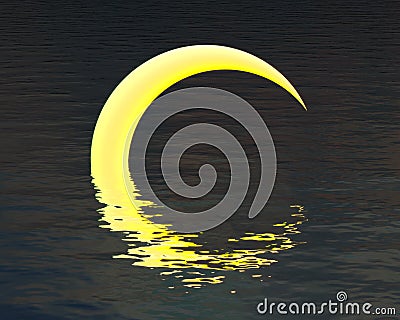 Moon over water night background
