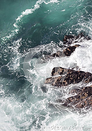 Abstract ocean surf on cliffs