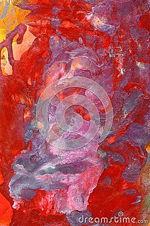 Abstract red colored oil painting