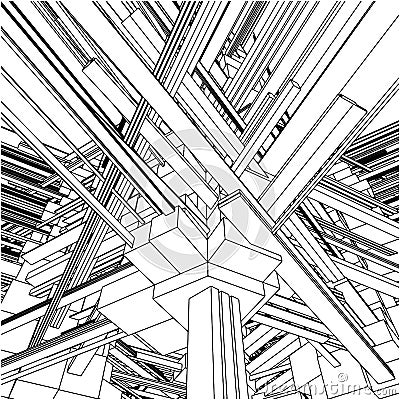 Abstract Urban City Buildings In Chaos Vector 153