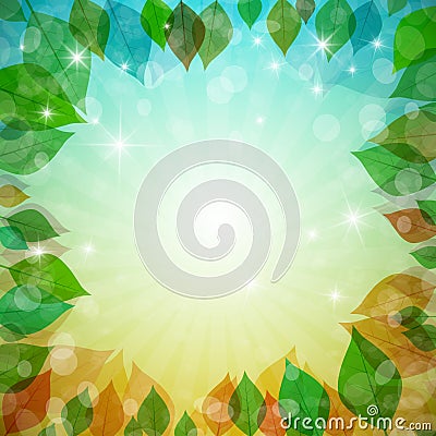Abstract Vector ct Vector Spring, Summer, Autumn, Winter Background with Leaves