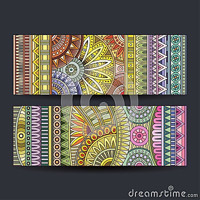 Abstract vector ethnic pattern cards set