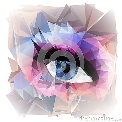 Abstract woman eye created from polygons.