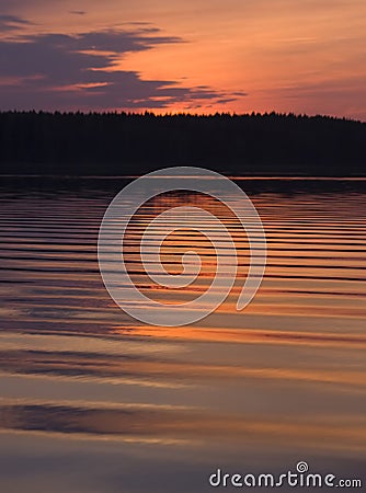 Abstraction picture: waves on lake on sunset