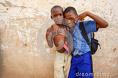 ACCRA, GHANA � MARCH 18: Unidentified young african boys pose w