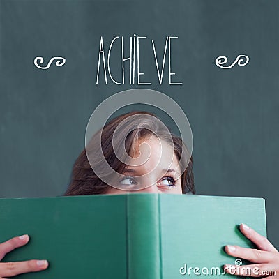 Achieve against student holding book