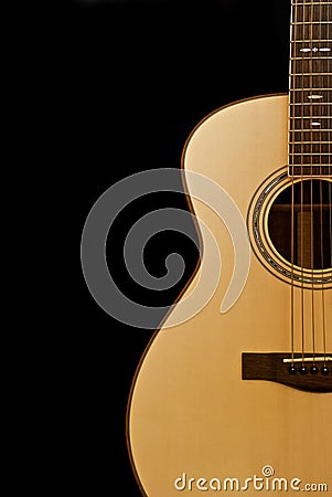 Acoustic guitar shown against a black background.