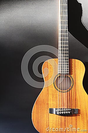 Acoustic guitar background and copy space