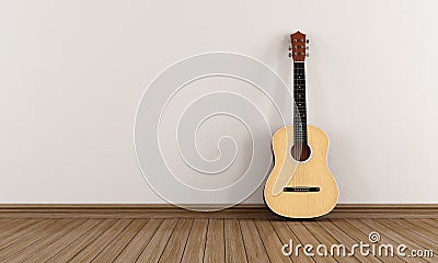 Acoustic guitar in a empty room