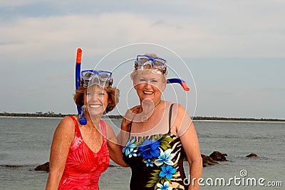 Active older women snorkel