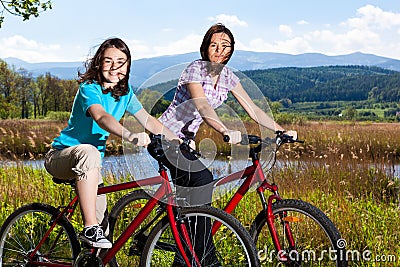 Active people biking