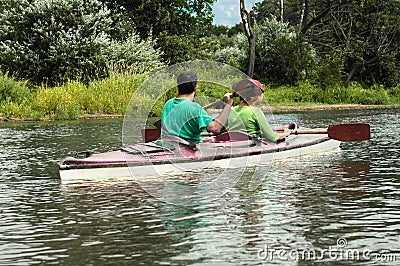 Active people in kayak