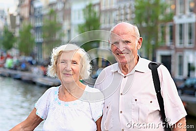 Active senior couple enjoying trip to Amsterdam