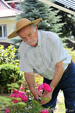 Active senior in the garden