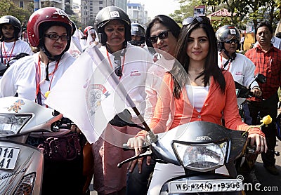 Actrees Payel Sarkar at women bike rally.