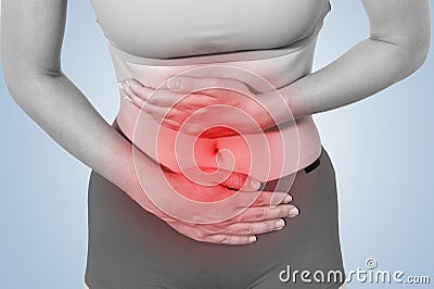 Acute pain in a woman stomach