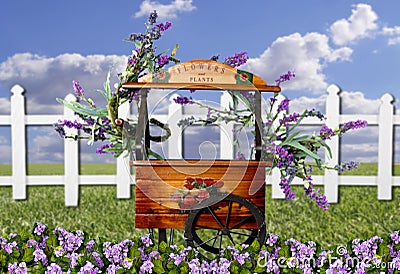 Adorable Flower Cart Fantasy Background