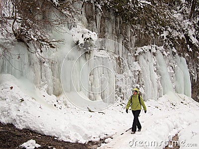 Adult woman walking along a mountain path