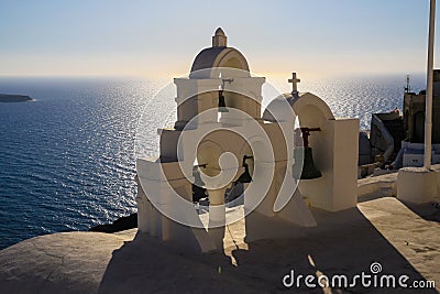 Aegean sea cycladic volcanic island of Santorini.