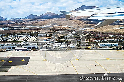 Aerial of airport of Lanzarote