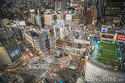 Aerial City View Of Shibuya Crossing - Tokyo, Japan