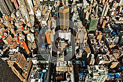 Aerial from Empire state building over New York