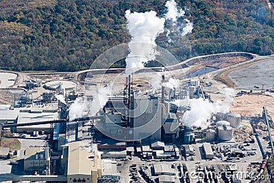 Aerial image of a manufacturing plant.