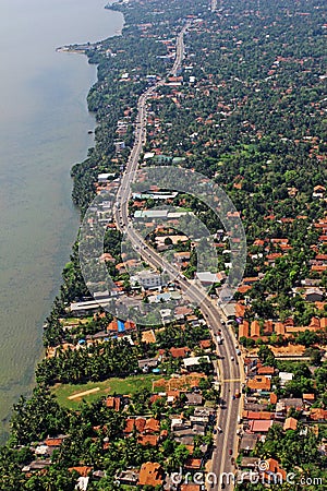 Aerial View Beach Coastal Highway Tropical Island Colombo Sri Lanka