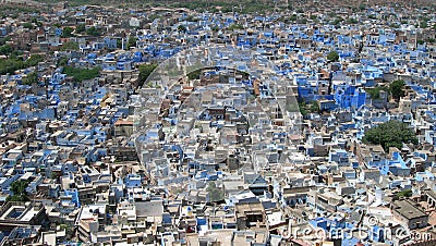 Aerial view of Blue City, India