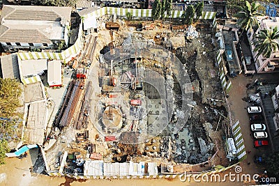 Aerial view on a building development site