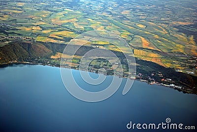 Aerial view of the earth from the airplane