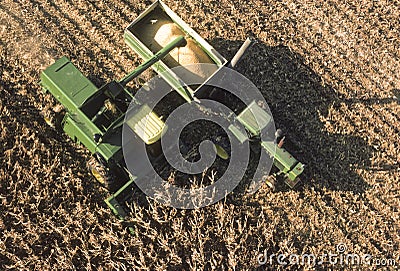 Aerial view of farm equipment in corn field_2