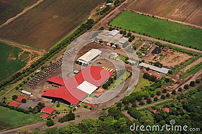 Aerial view of farm fields in Costa Rica