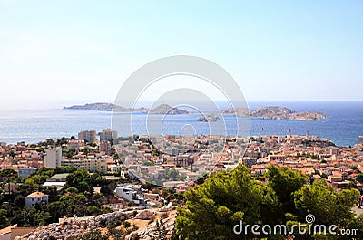 Aerial view of Marseille City coast