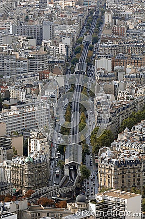 Aerial view of metro in Paris